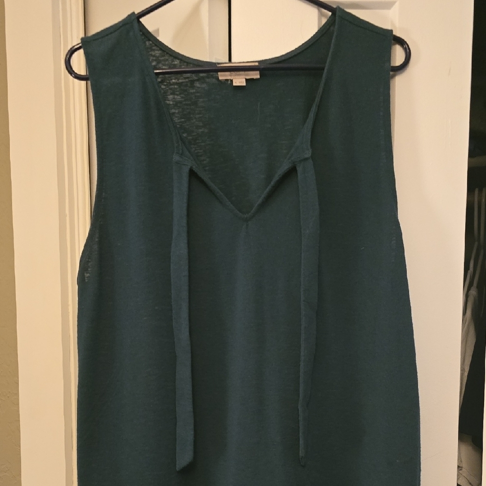 LOFT Teal Tank Top with Tie Detail